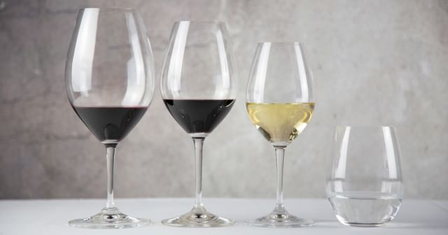 various wine glasses lined up