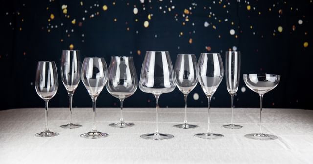 various RIEDEL champagne glasses lined up