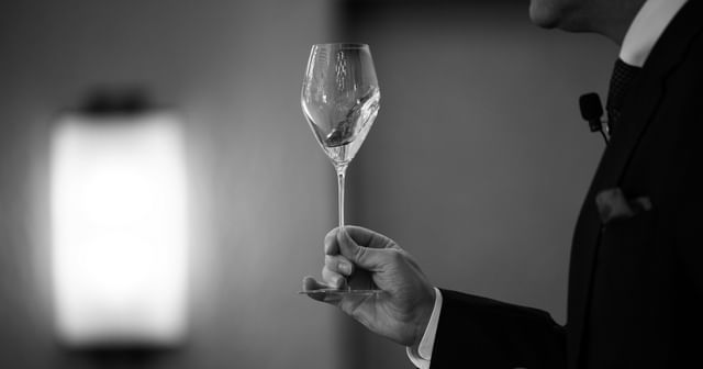 black and white champagne wine glass